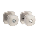 Kwikset Arroyo Knob Entry Door Knob with Lock and Key, Secure Keyed Handle Exterior, Front Entrance and Bedroom, Satin Nickel, P