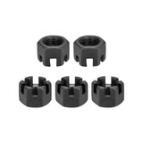 DTGN M14x1.5mm(DxP) Slotted Hex Castle Nuts - 5Pack - Good for Machinery Repairing - Carbon Steel Blackened Hexagon Nuts - Black