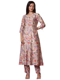 Anni Designer Women'S Rayon Blend Straight Printed Kurta With Pant (Bhaskar Lavender_L_Lavender_Large),Lavender,L