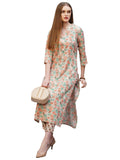 Gosriki Women'S Rayon Blend Straight Printed Kurta With Pant (Wide Cream-Nw-Gs_M_Cream_Medium),Cream,,B0CYGJDD57
