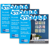 Flipside Products Dry Erase Stickables with Dry Erase Marker, Pastel Assorted, 3 x 3, 12 Per Pack, 3 Packs