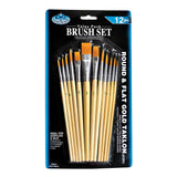 Royal and Langnickel Round/Flat Taklon Variety Brush Set Gold (Pack of 12)
