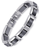 Feraco Mens Magnetic Bracelets, Classic Balck Titanium Stainless Steel Bracelet with Natural Hematite Magnet Stones,Men's Jewelr