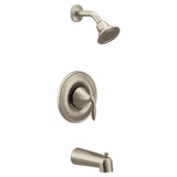 Moen Eva Brushed Nickel PosiTemp SingleHandle Tub and Shower Trim Kit with Shower Head, Shower Arm, Tub Spout, and Lever Handl
