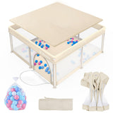 Foldable Baby Playpen for Babies and Toddlers, 50x50 Inch Portable Play Yard, Collapsible Play Pen with Mat, Visible Mesh, 50 Oc