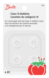 Dritz Class 15 Reusable, 4 Count, Clear Plastic Bobbins