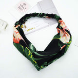 Aysekone 3 Pack Elastic Women's Tropical Beach Wind Summer Headbands Hair Accessories Turban Green Banana Leaves Printed Cross K