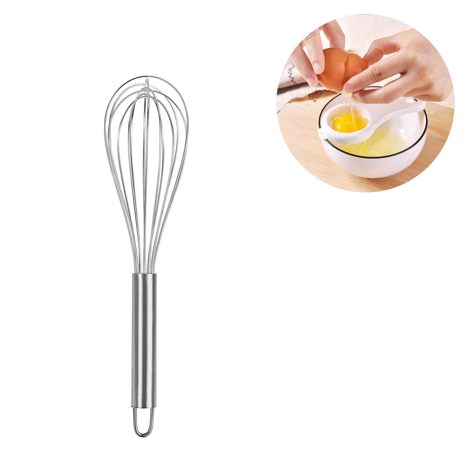 VITASUNHOW Stainless Steel Whisk Balloon Whisk 10 Wire Whisk Kitchen Whisk Handheld Whisk for Blending, Whisking, Beating, Sti