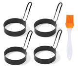 3.5 Egg Rings Mold with Plastic Handle, Round Mold for English Muffins - Griddle Cooking Shaper for Indoor Camping Breakfast San
