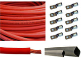 WNI 4/0 AWG 4/0 Gauge 10 Feet Red Battery Welding Pure Copper Ultra Flexible Cable + 5pcs of 5/16 & 5pcs 3/8 Copper Cable Lug Te