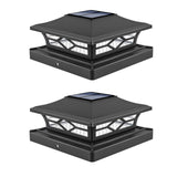 VOLISUN Solar Post Cap Lights: 2 - Pack Outdoor Deck Post Cap Lights Black for Dock Fence Waterproof 2 Color Modes,4x4/6x6 Woode