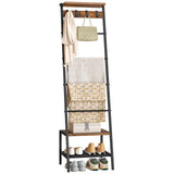 HOOBRO Blanket Ladder, 7-Tier Giraffe Shape Towel Rack for Living Room and Bedroom, 63.4 H Decorative Ladder Shelf with Hooks, M