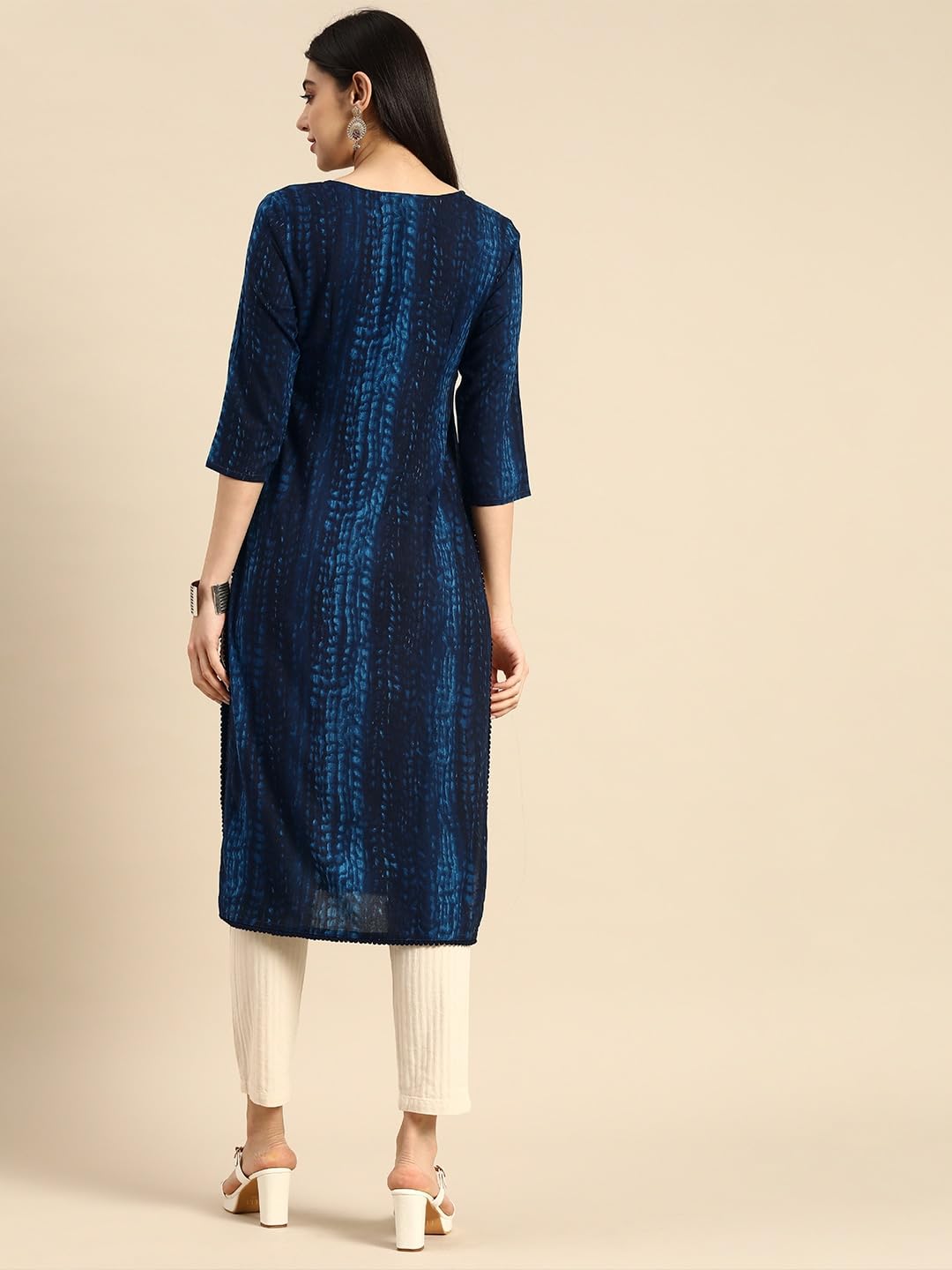Gosriki Women'S Cotton Blend Straight Printed Kurta (Biden Blue-Gs_Xl_Blue_X-Large),Blue,,B0CJ5GP99D