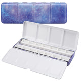 LOONENG Empty Watercolor Palette, Empty Watercolor Tin with Fold Out Palette, Medium Purple Watercolor Tray Palette with 14 Empt