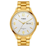 Timex Analog Watch For Man With Silver Round Dial & Gold Stainless Steel Bracelet Band Water Resistant Men'S Wrist Watches - Twe