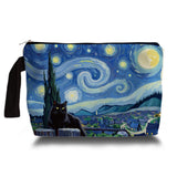 ARPTCN Starry Night Cat Makeup Bag - Cat Lover Gifts for Women,cat Gifts for Women Girls,Van Gogh Starry Night Makeup Bag Gifts