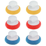 Lola Products Plastic Mesh Non-Scratch Scouring Pad, Hand Saving Comfort Knob, 2 Red, 2 Blue & 2 Yellow, Clean Pots, Pans, Sink,