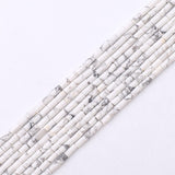 BEADIA Natural White Howlite Tube Beads Cylinder 2x4mm 38cm/Strand Stone Beads for Jewelry Making