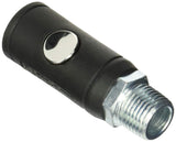 Rapidair K7241 Push Button Safety Air Quick Coupler, 1/2 Male NPT, Black