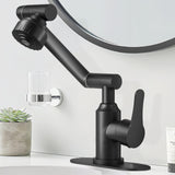 Black Bathroom Faucets, FunnyAir Stainless Steel 1080 Rotatable Bathroom Sink Faucet 1 Hole or 3 Holes, Single Handle Bathroom F