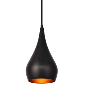 Elegant Lighting Ldpd2001 Nora Single Light 6'' Wide Mini Pendant With An Aluminu, Black