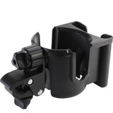 Universal Stroller Cup Holder with Phone Holder, 360Rotatable Bottle Holder with Strong Clip, Accessories for Stroller, Bike, Wh