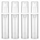 4 Pcs Refillable Clear Travel Airless Pump Container - Vacuum Cosmetic Press Pump Bottle for DIY Foundation Gel Lotion Moisturis