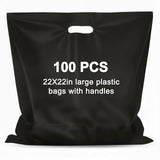 Maitys 100 Pcs 22x22 Black Plastic Bags with Handles Large Merchandise Shopping Bags for Small Business, Retail, Boutique Stores