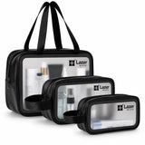 Lazer Makeup Travel Pouch, Cosmetic Bag, Travel Kit Pouch For Toiletries, Brushes And Cosmetics Set Of 3 Washbag Pouch Bla