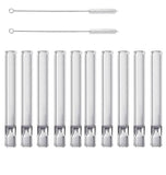 10 Pcs Borosilicate Glass Tube Stem, 4 Inch Long/12 mm OD/2mm Thick Wall Tubing, With 2 Cleaning Brush (10 transparency,total 10