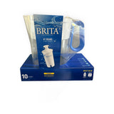 Brita Large Water Filter Pitcher with 2 Standard Filters, 10-Cup Capacity, BPA-Free, Blue, Reduces Chlorine Mercury Copper