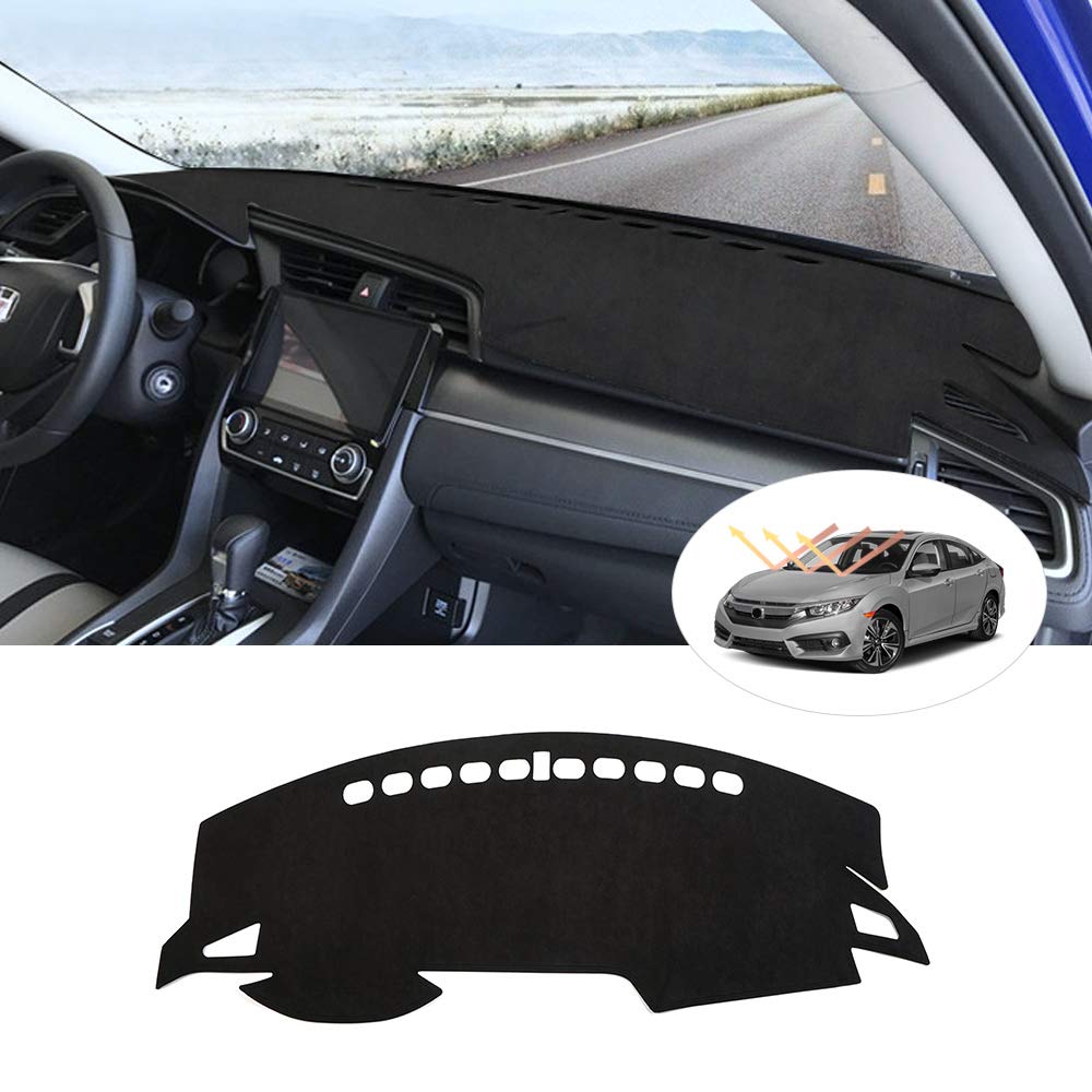 Cartist Custom Fit for Suede Dash Mat Honda Civic Coupe Sedan/Hatchback 2016-2020 2021 Accessories Dash Cover Nonslip Dashboard 