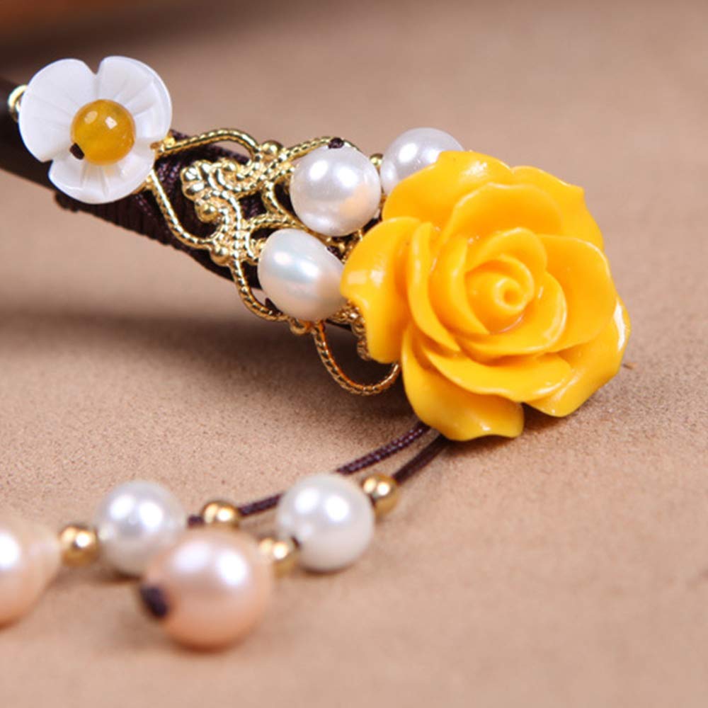 TOP SEWING Wooden Hair Pins 7 Chinese Yellow Flower Hair Sticks For Long Hair 1 Pack Buns Accessories for Girl
