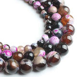 Yochus 45pcs Round Loose Red&Coffee Fire Agate Beads for Bracelet Beads