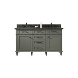 Legion Furniture Indoor Bathroom Home Decorative 60 Pewter Green Finish Double Sink Vanity Cabinet with Blue Lime Stone Top