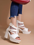Shoetopia Strappy White Heeled Sandals For Women & Girls /Eu41,White,8,B0DFVGBM4Z