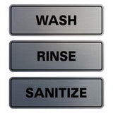 All Quality Standard WASH RINSE SANITIZE Sign Set of 3 Bay Sink Signs Signs for restaurants and commercial kitchens Easy to 