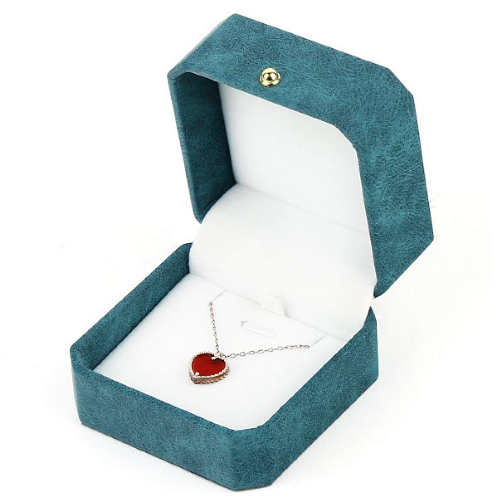 NuAngela Pendant Box, Jewelry Gift Box For Necklace Bracelet, PU Leather Display Case For Ceremony, Engagement, Wedding, Proposa