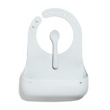 Avanchy Silicone Baby Bibs, Waterproof, Adjustable, BPA Free, Soft Unisex Set for Toddlers with Matching Spoon, White