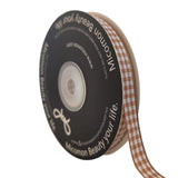 Micomon Khaki and White Woven Edge Plaid Ribbon 100% Polyester Gingham Ribbon 25 Yards Each Roll (3/8Khaki)