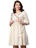Gosriki Women'S Pure Cotton Flounce Sleeve Embroidery Ruffle Smock Dress (Jack-Dress-Cream_M-Gs_Cream_Medium),Cream,,B0BSH71KVP