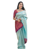 Sugathari Sea Green Womens Kanchipuram Art Silk Saree With Blouse Piece (KANCHIPURAM 2011 SEA GREEN PINK)