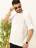 Thomas Scott Mens Linen Solid Kurta Shirt (Ts1529_White_L)