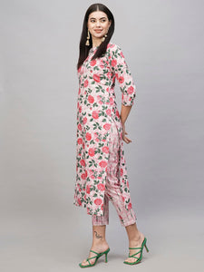 Gosriki Women'S Cotton Blend Straight Printed Kurta With Pant (Dafiya Peach-Gs_L_Peach_Large),Peach,,B0CSG5NZH2