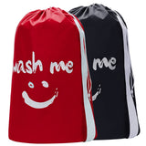 HOMEST 2 Pack XL Wash Me Travel Laundry Bag with Strap, Dirty Garments Organizer, Large Enough to Hold 4 Loads of Clothes, Easy 