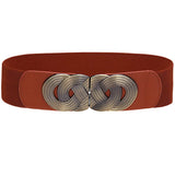 Romp Fashion Women Brown Stretchable Strap Antique Gold Buckle Belt