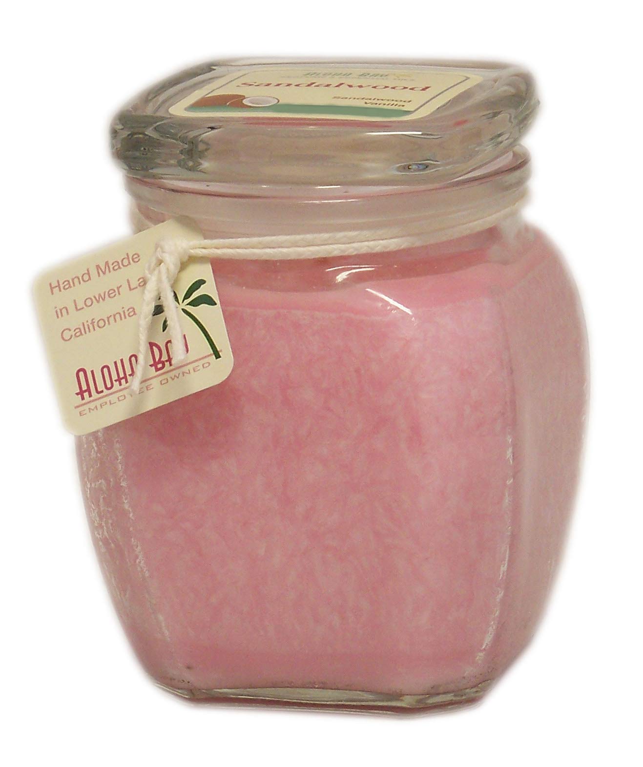 Aloha Bay Coconut Wax Square Top Jars - 60 hour burn time (13.5 oz, Sandalwood - Pink - Sandalwood, Vanilla)