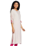W Light Pink Floral Printed Regular Kurta For Women Light Pink Xl