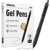 JIMMIDDA Gel Pens 0.7mm - 12 Pack Smooth Quick-Drying Retractable Black Ink for Journaling