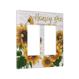 Rustic Wooden Sunflower Bee Oil Painting Double Rocker Light Switch Cover 2 Gang Wall Plate Covers Decorative Electrical GFCI Ou